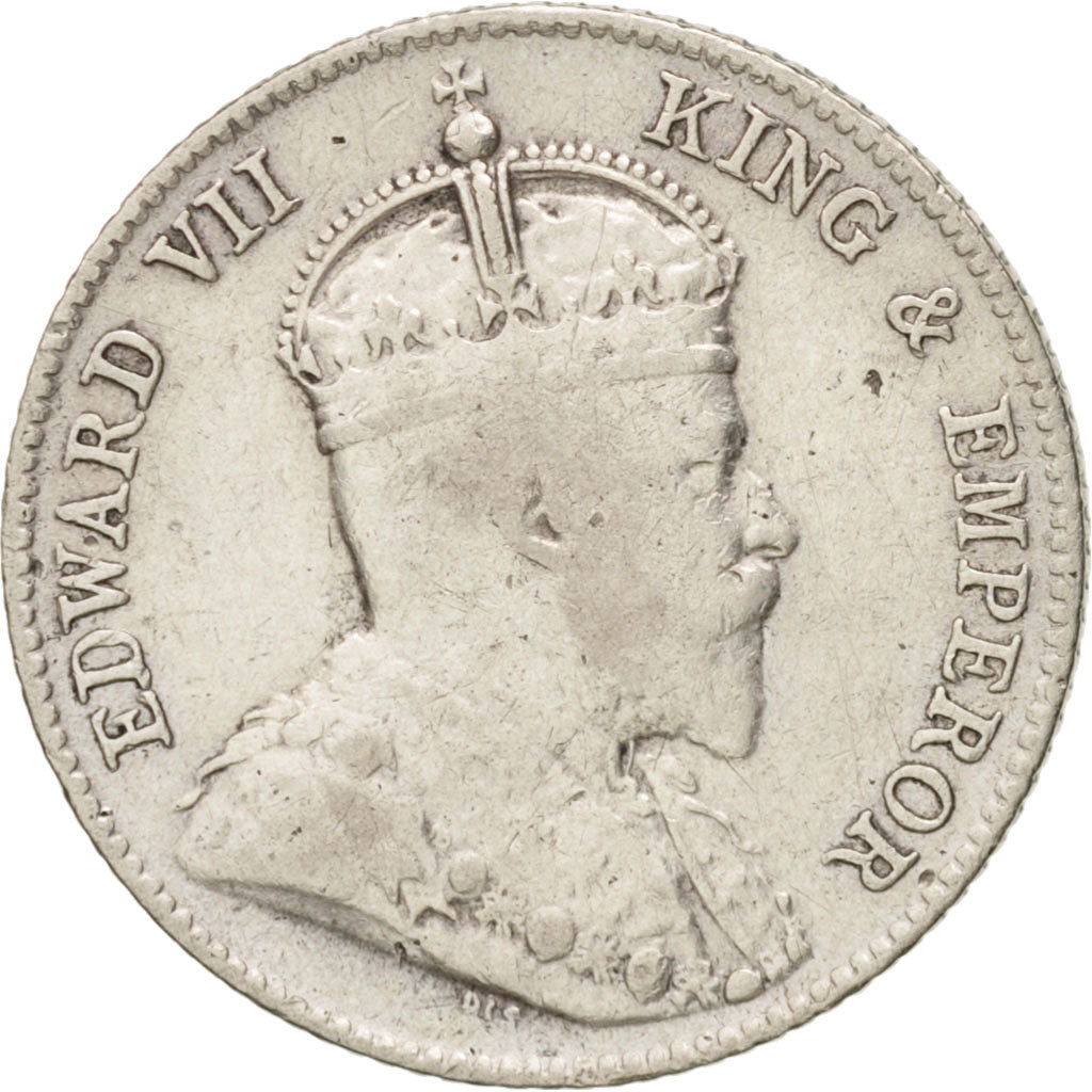 Ceylon, Edward VII, 25 Cents, 1910, MB+, Argento, KM:98