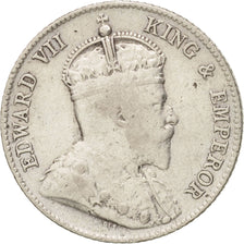 Ceylon, Edward VII, 25 Cents, 1910, MB+, Argento, KM:98