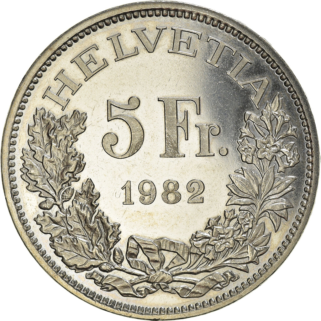 Coin, Switzerland, Train de Gotthard, 5 Francs, 1982, BE, MS(63), Copper-nickel