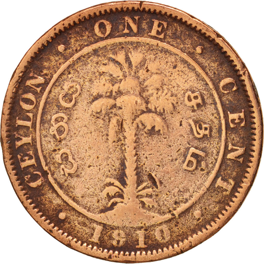 Ceylon, Edward VII, Cent, 1910, VG(8-10), Copper, KM:102