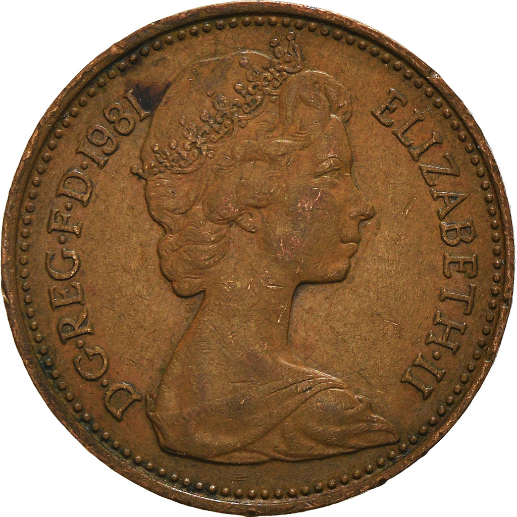 Coin, Great Britain, Elizabeth II, New Penny, 1981, VF(30-35), Bronze, KM:915