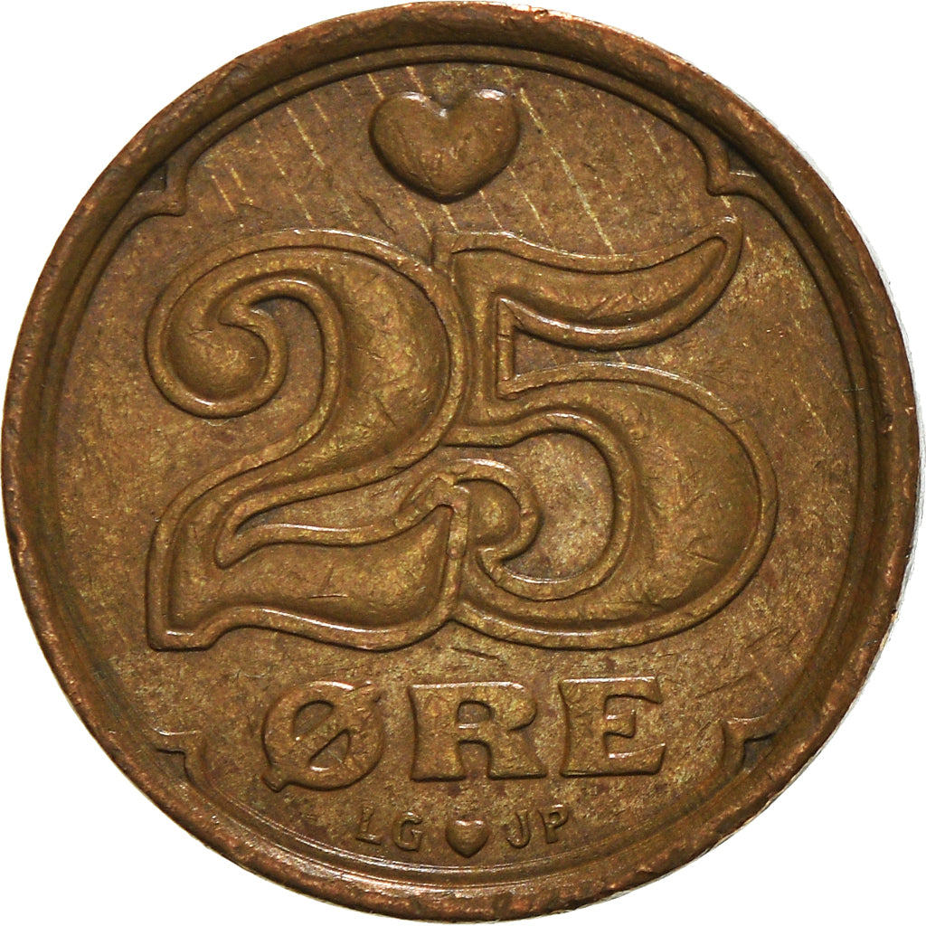 Coin, Denmark, Margrethe II, 25 Öre, 1991, Copenhagen, VF(30-35), Bronze