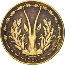West African States, 5 Francs, 1980, VF(30-35), Aluminum-Nickel-Bronze, KM:2a