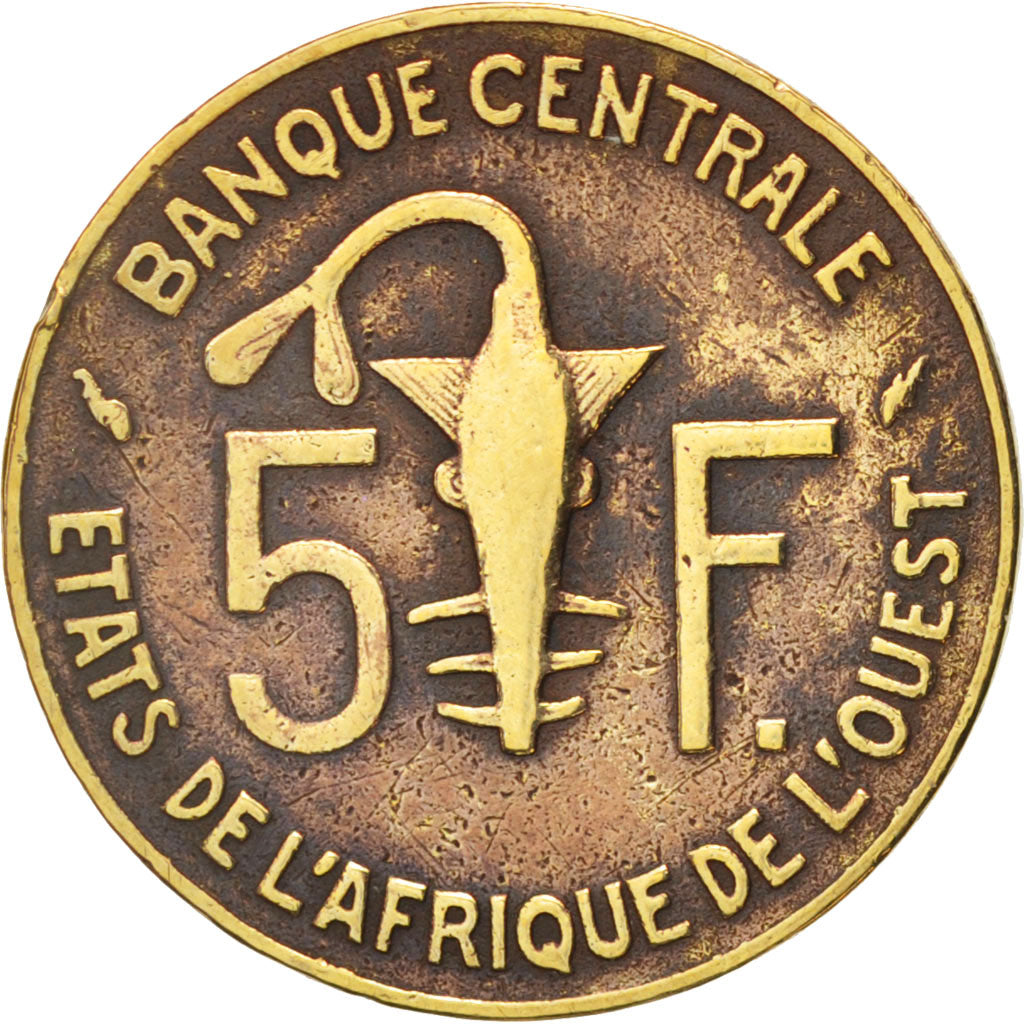 West African States, 5 Francs, 1980, VF(30-35), Aluminum-Nickel-Bronze, KM:2a
