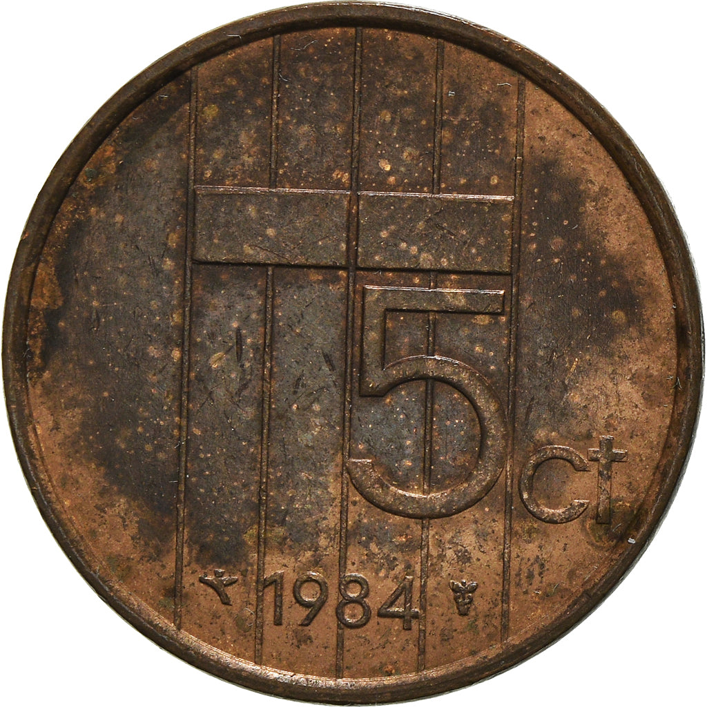 Moneda, Países Bajos, Beatrix, 5 Cents, 1984, BC+, Bronce, KM:202
