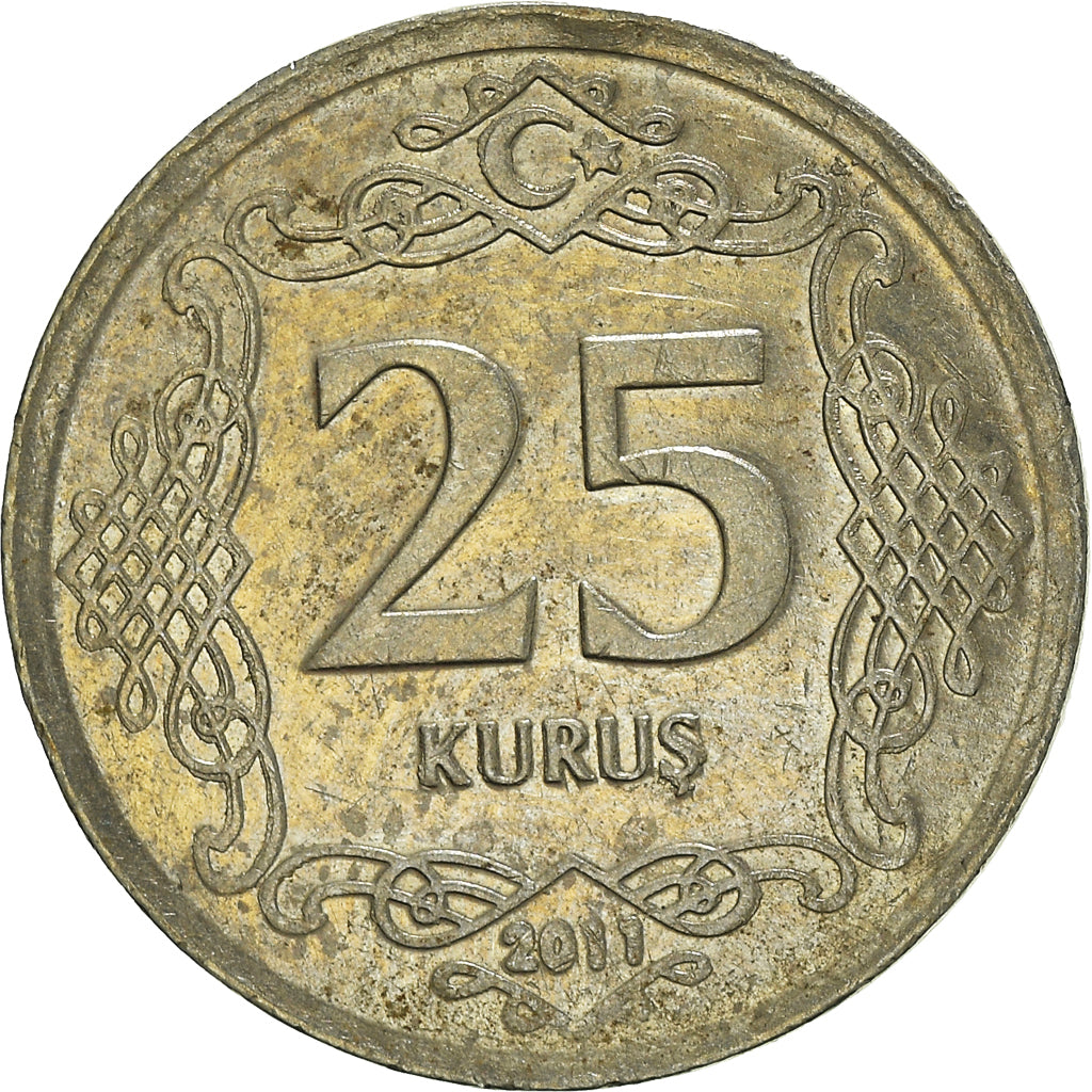 Moneta, Turchia, 25 Kurus, 2011, MB+, Rame-nichel, KM:1242