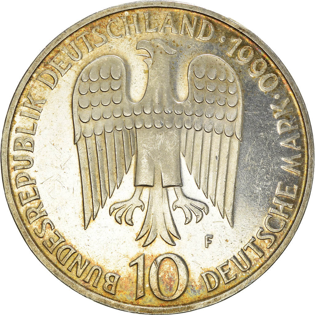 Coin, GERMANY - FEDERAL REPUBLIC, 10 Mark, 1990, Stuttgart, Germany, EF(40-45)