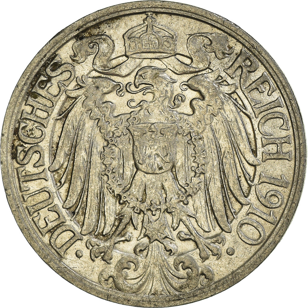 Monnaie, GERMANY - EMPIRE, Wilhelm II, 25 Pfennig, 1910, Berlin, TTB, Nickel