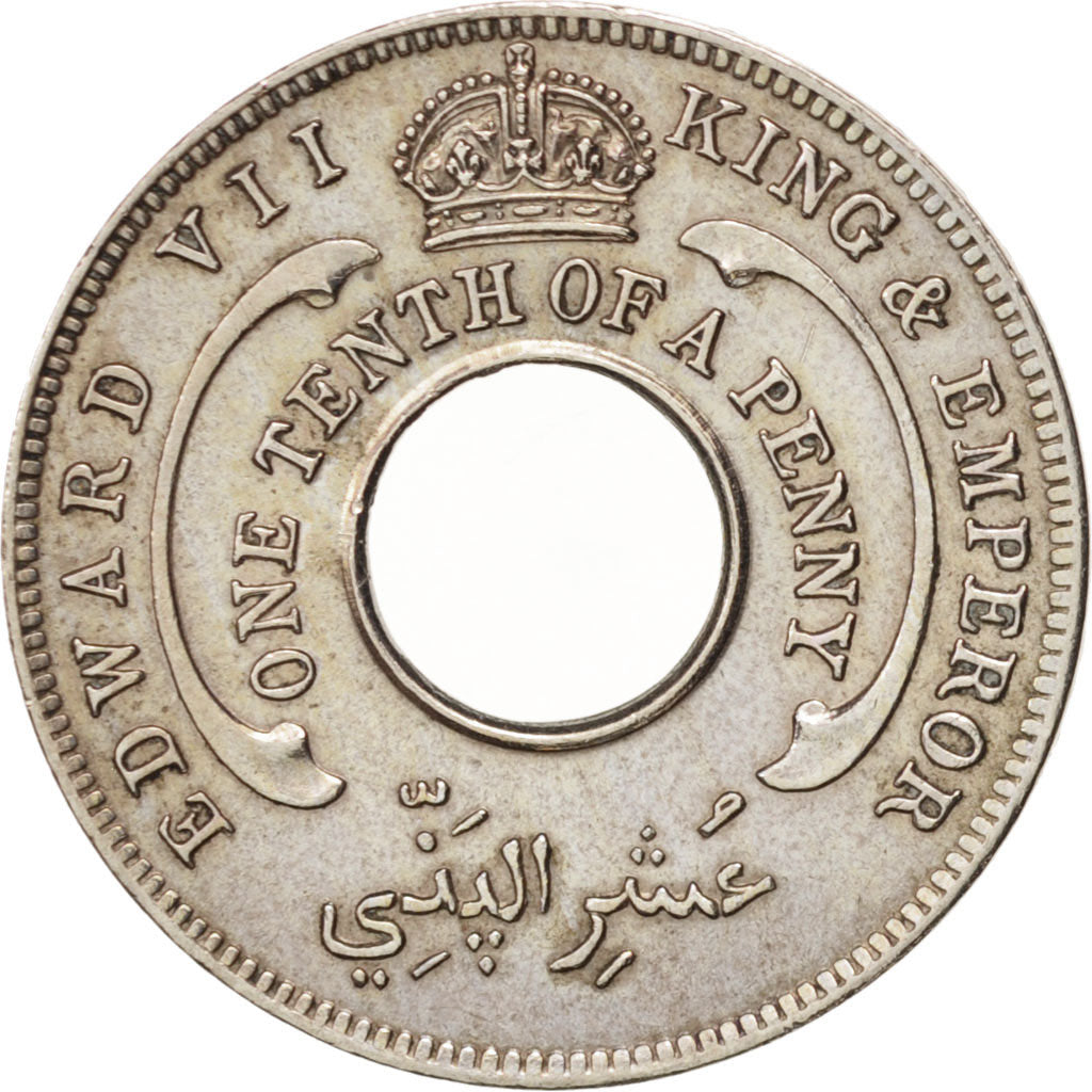 AFRICA OCCIDENTALE BRITANNICA, Edward VII, 1/10 Penny, 1908, SPL-, Rame-niche...