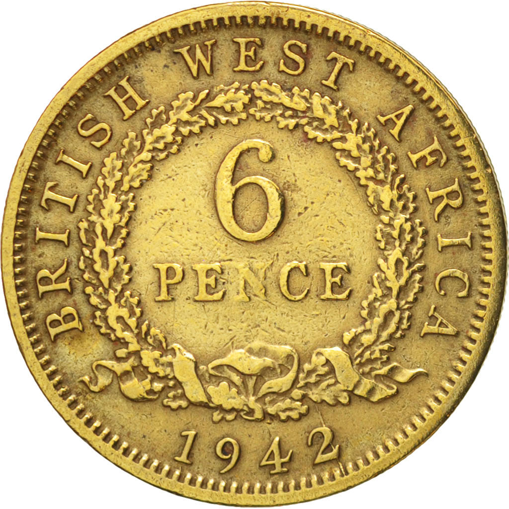 BRITISH WEST AFRICA, George VI, 6 Pence, 1942, EF(40-45), Nickel-brass, KM:22