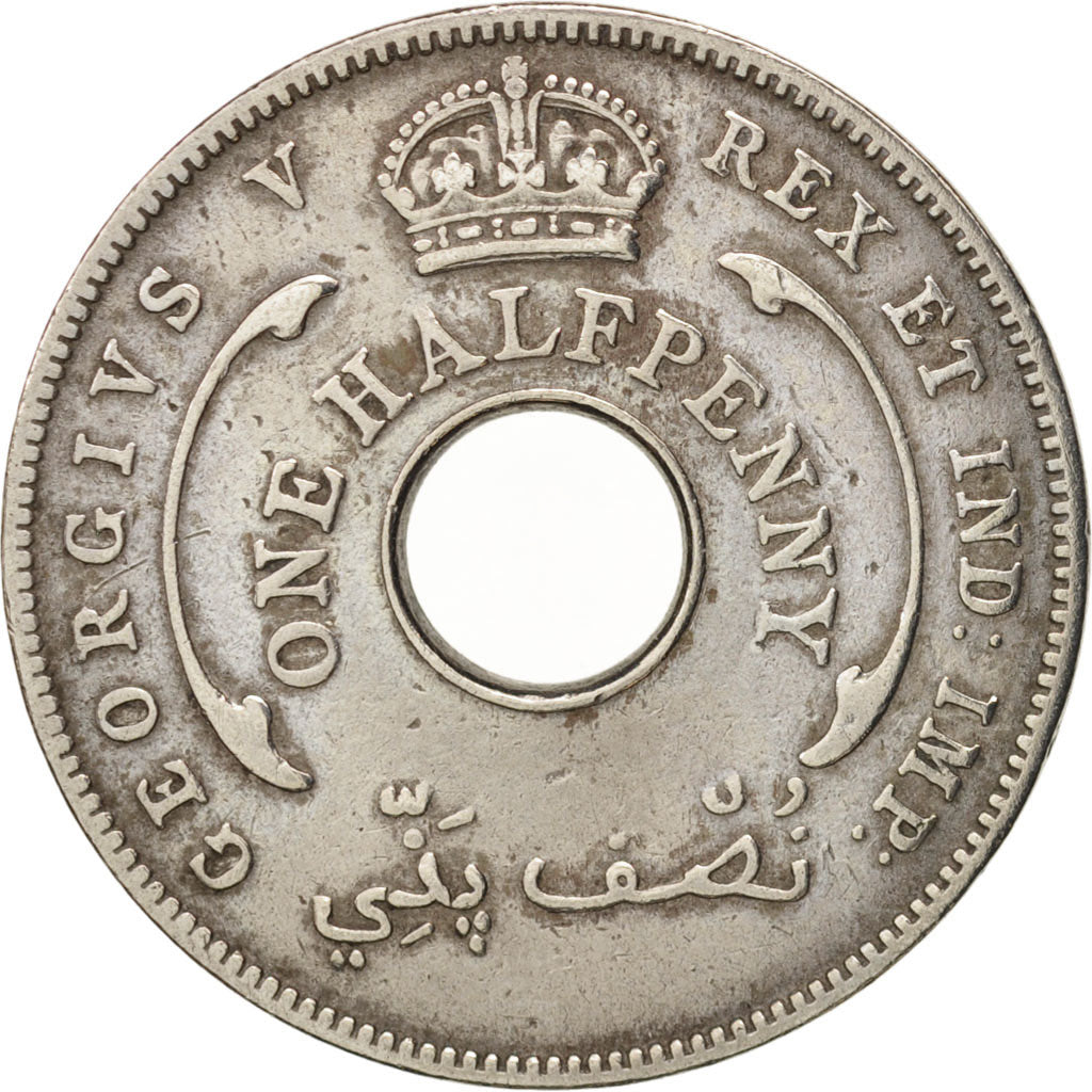 BRITISH WEST AFRICA, George V, 1/2 Penny, 1935, EF(40-45), Copper-nickel, KM:8
