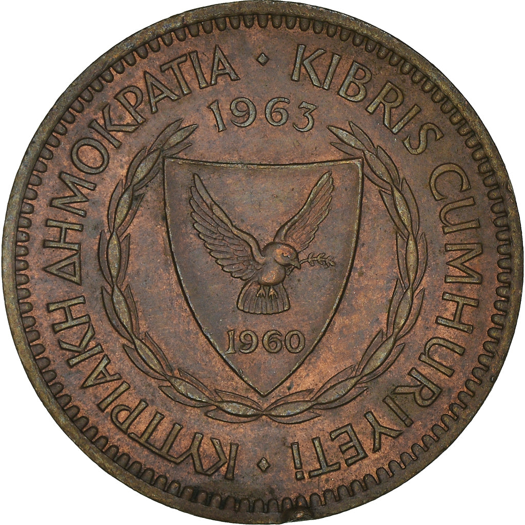 Coin, Cyprus, 5 Mils, 1963, EF(40-45), Bronze, KM:39