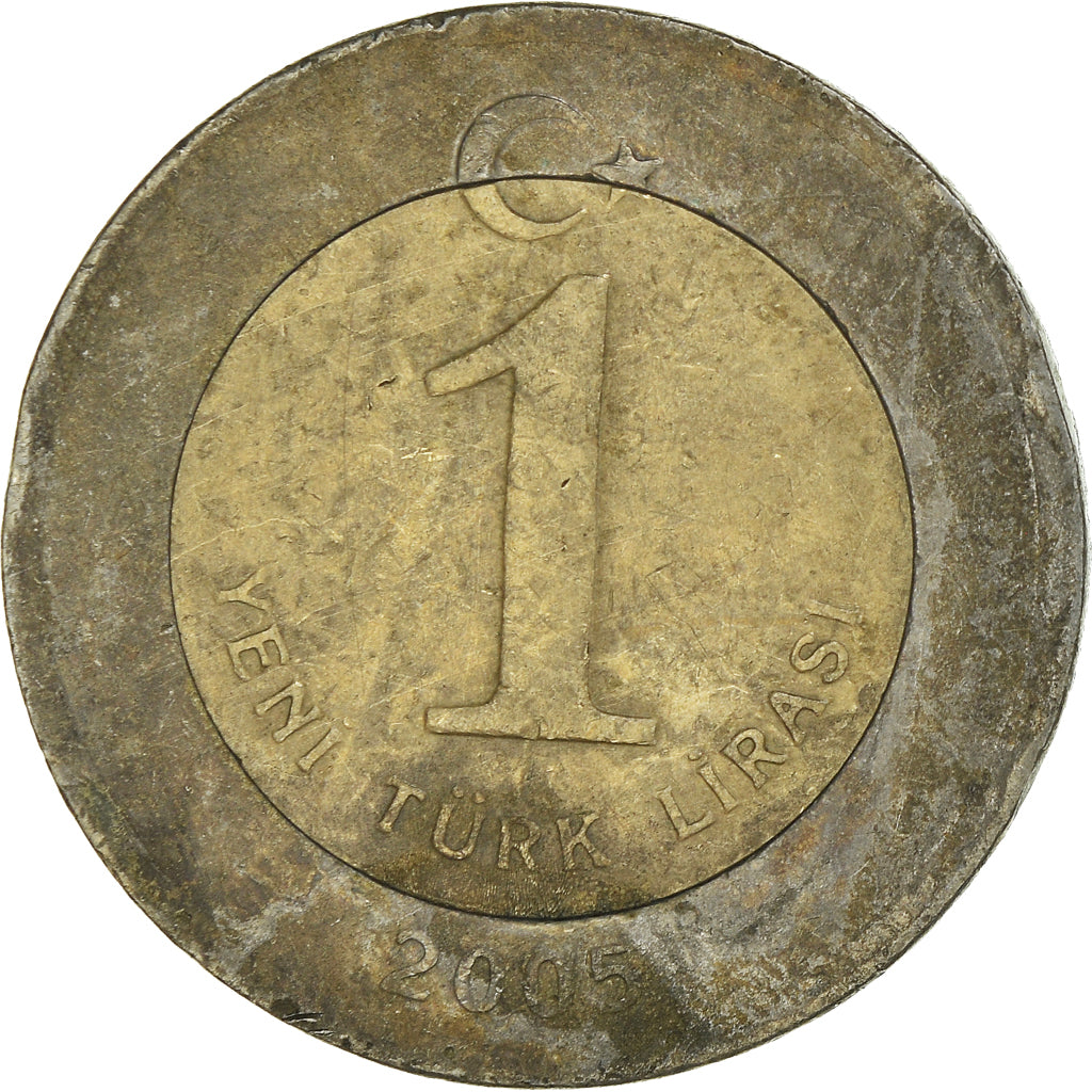 Moneta, Turcja, New Lira, 2005, Istanbul, F(12-15), Bimetaliczny, KM:1169