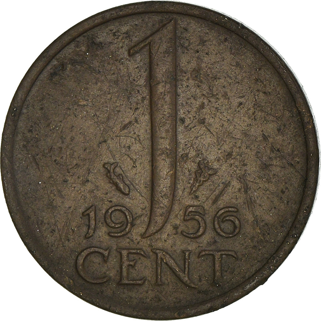 Moneda, Países Bajos, Juliana, Cent, 1956, BC+, Bronce, KM:180
