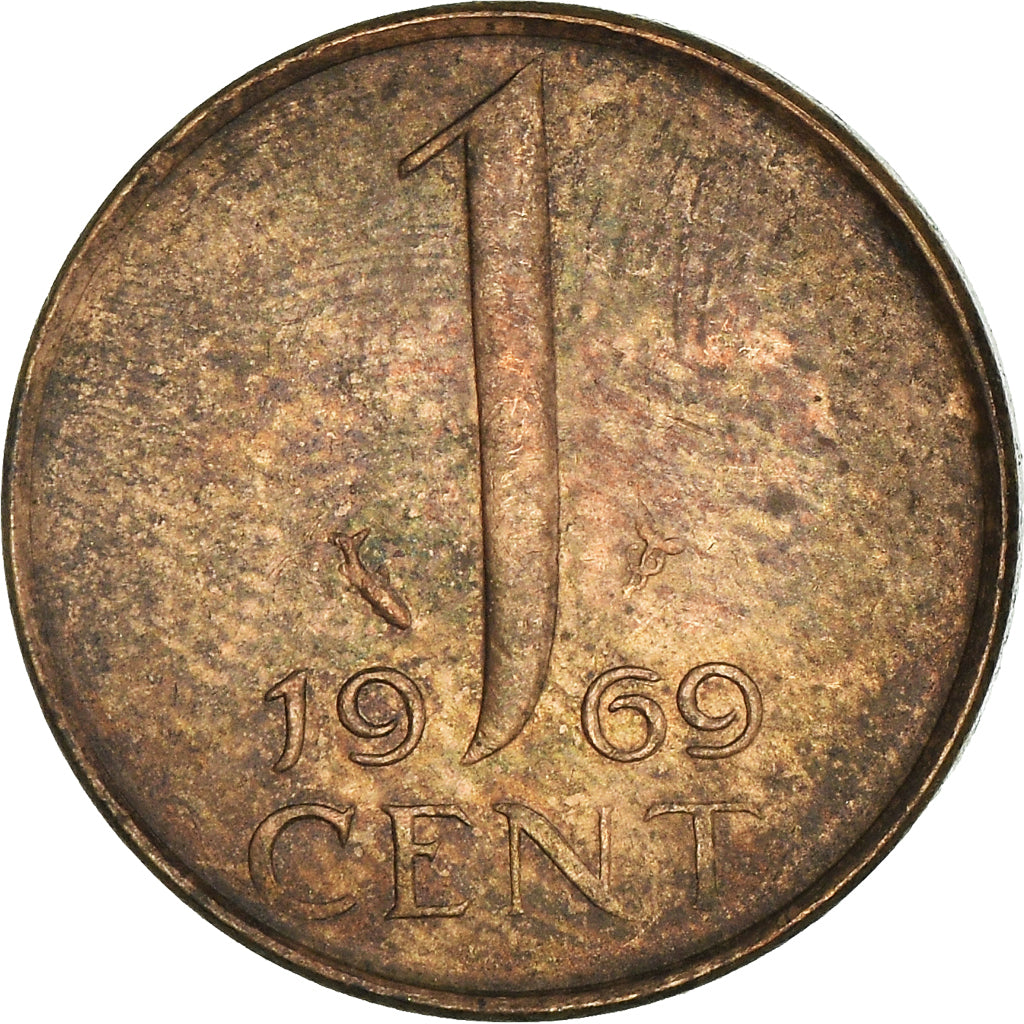 Moneda, Países Bajos, Juliana, Cent, 1969, BC+, Bronce, KM:180