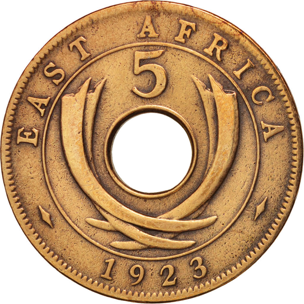 EAST AFRICA, George V, 5 Cents, 1923, TTB, Bronze, KM:18