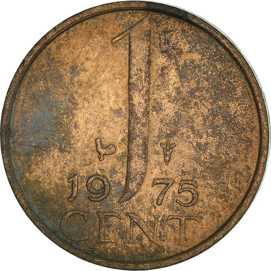Moneda, Países Bajos, Juliana, Cent, 1975, BC+, Bronce, KM:180