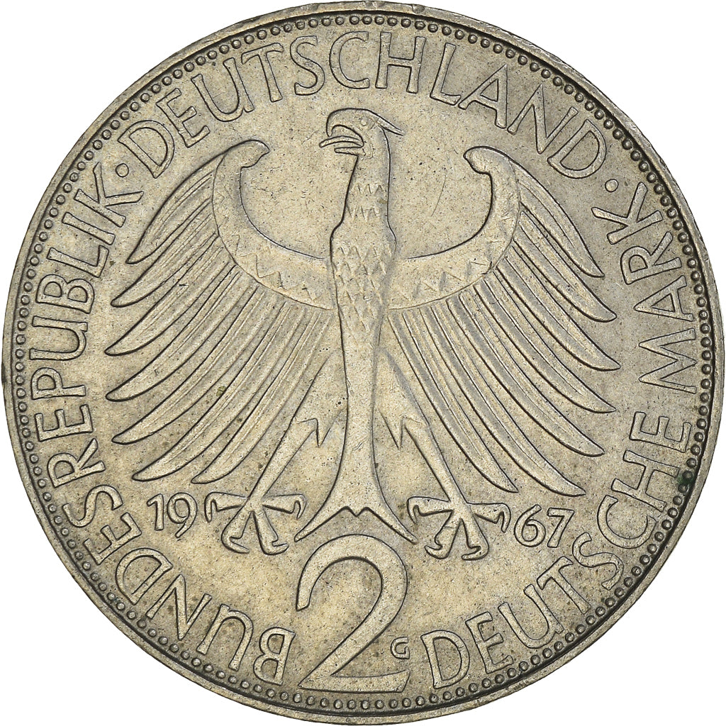 Coin, GERMANY - FEDERAL REPUBLIC, 2 Mark, 1967, Karlsruhe, EF(40-45)