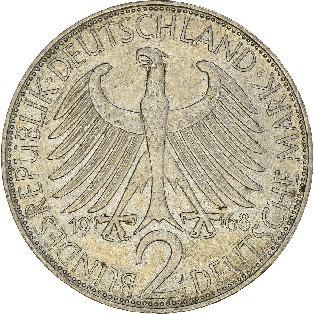 Coin, GERMANY - FEDERAL REPUBLIC, 2 Mark, 1968, Hambourg, EF(40-45)
