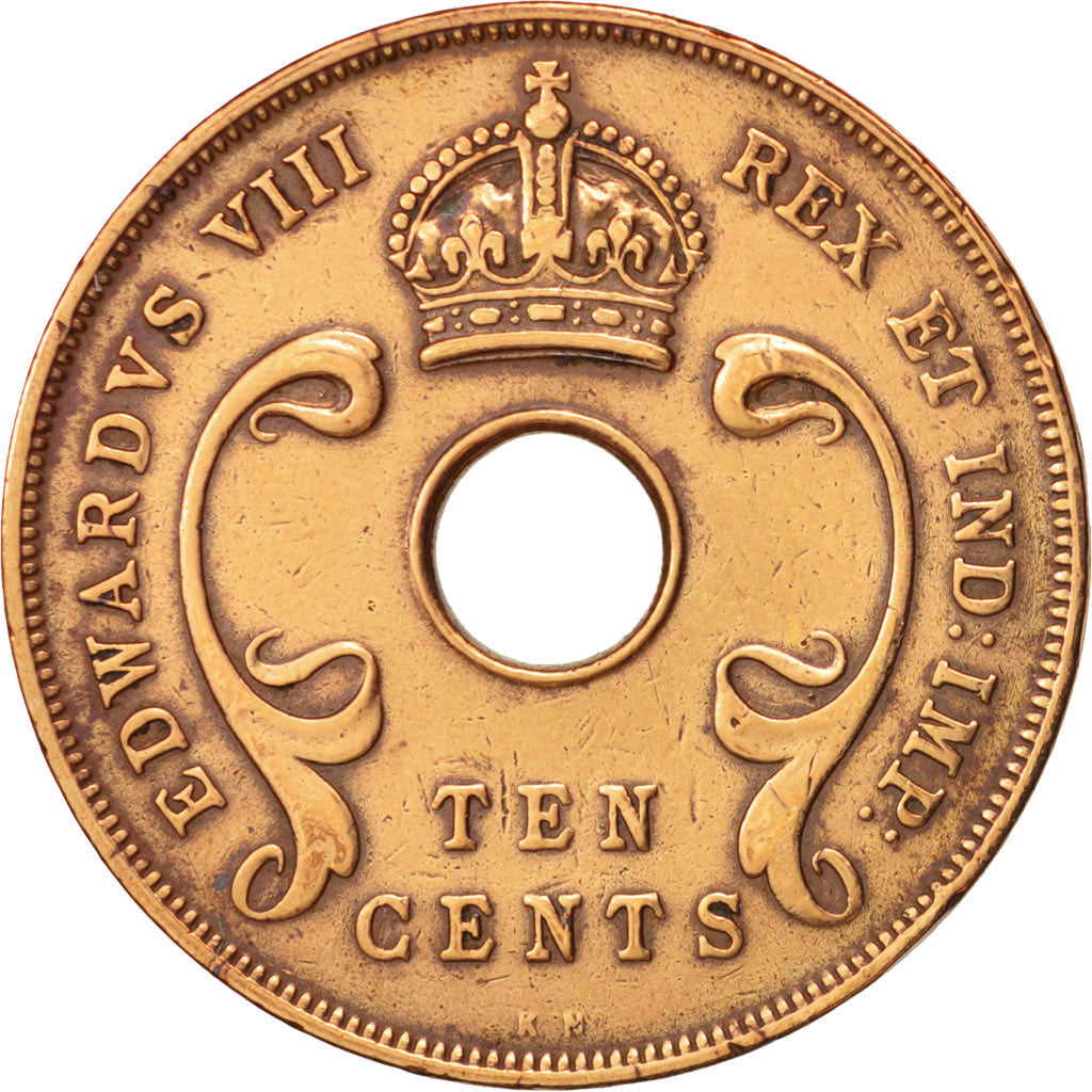 EAST AFRICA, Edward VIII, 10 Cents, 1936, TTB, Bronze, KM:24