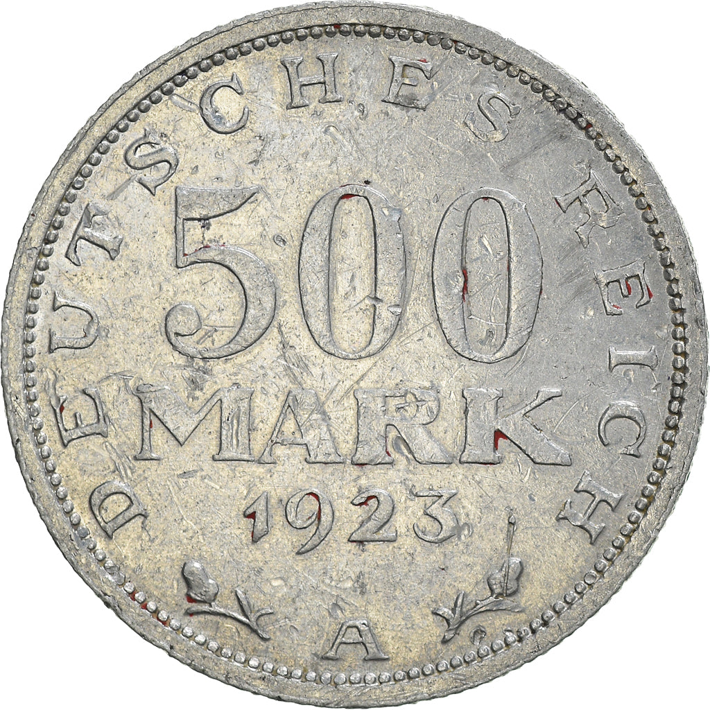 Coin, GERMANY, WEIMAR REPUBLIC, 500 Mark, 1923, Berlin, VF(30-35), Aluminum