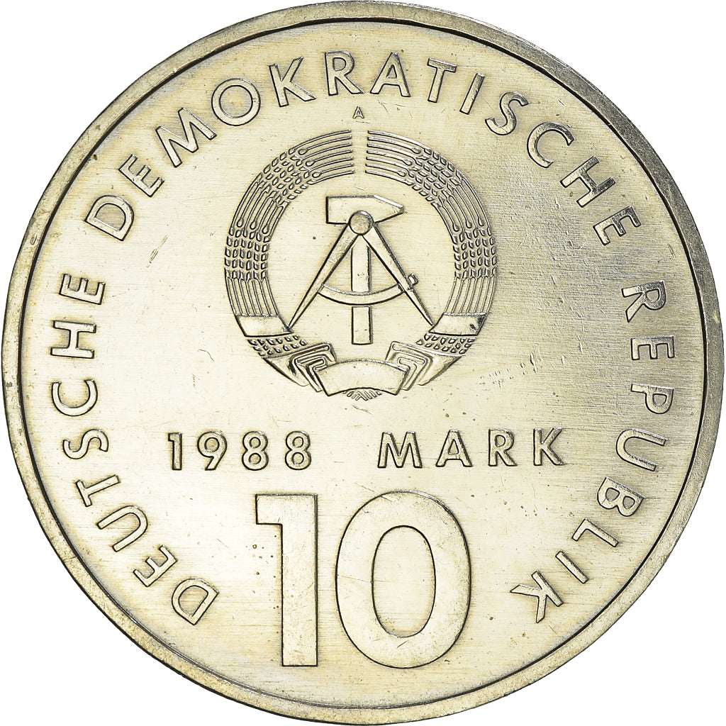 Coin, GERMAN-DEMOCRATIC REPUBLIC, 10 Mark, 1988, Berlin, EF(40-45)