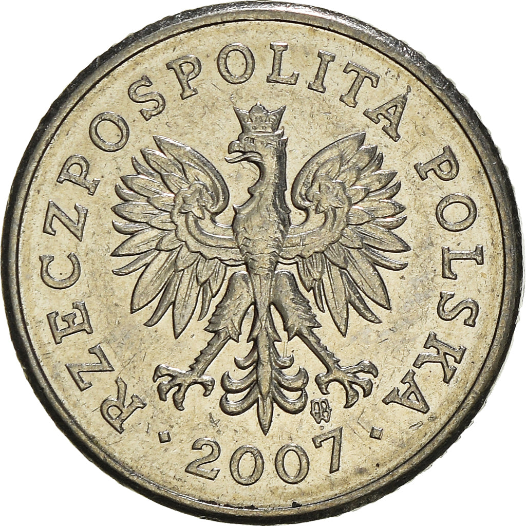 Moneta, Polonia, 10 Groszy, 2007, Warsaw, BB+, Rame-nichel, KM:279