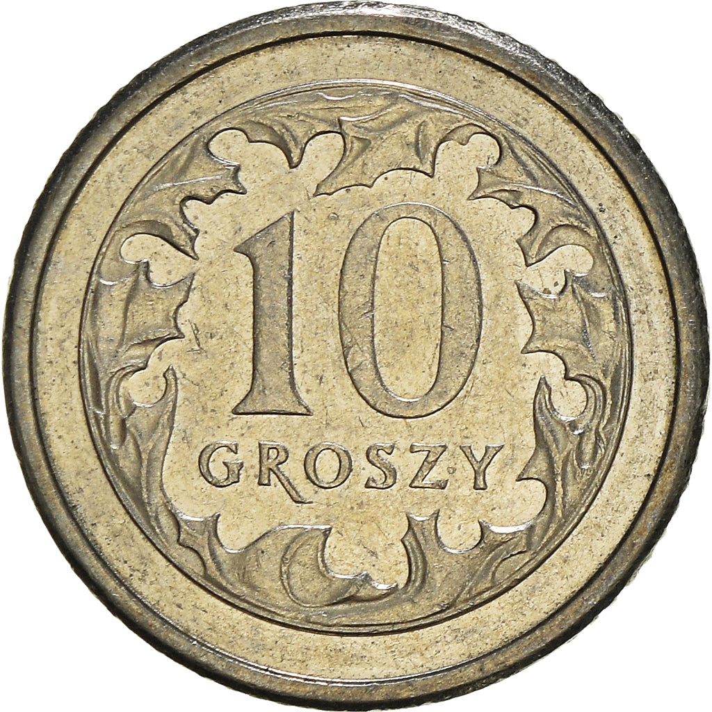 Moneta, Polonia, 10 Groszy, 2007, Warsaw, BB+, Rame-nichel, KM:279