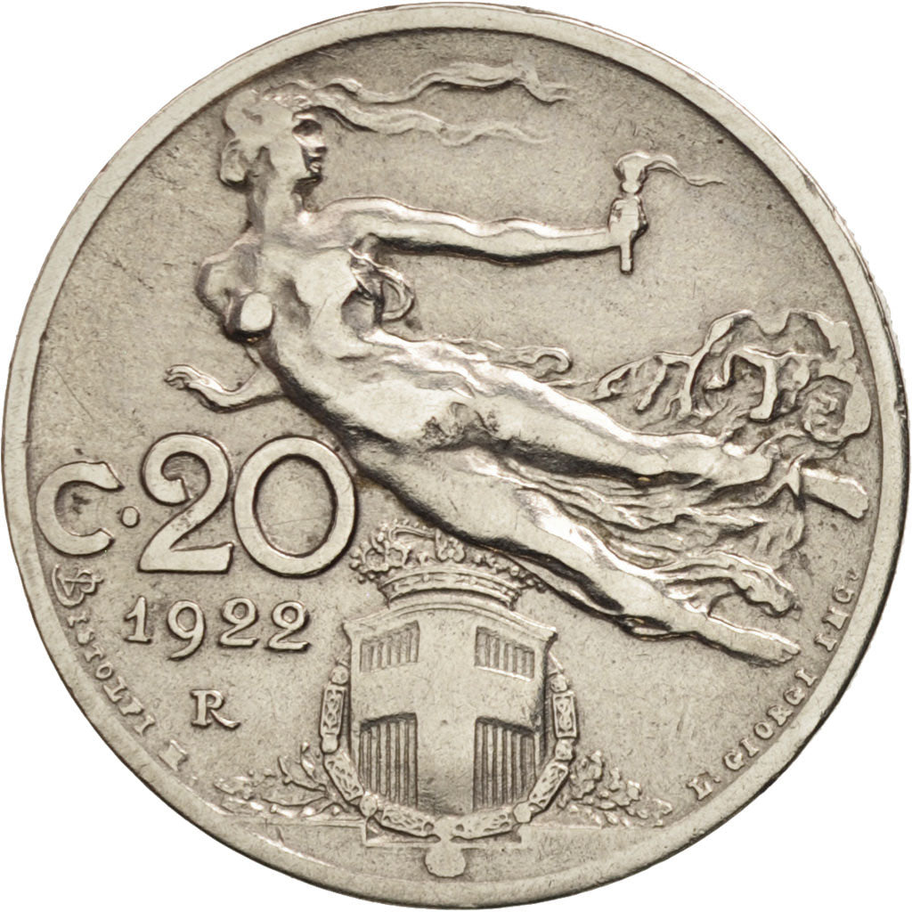 Coin, Italy, Vittorio Emanuele III, 20 Centesimi, 1922, Rome, EF(40-45), Nickel