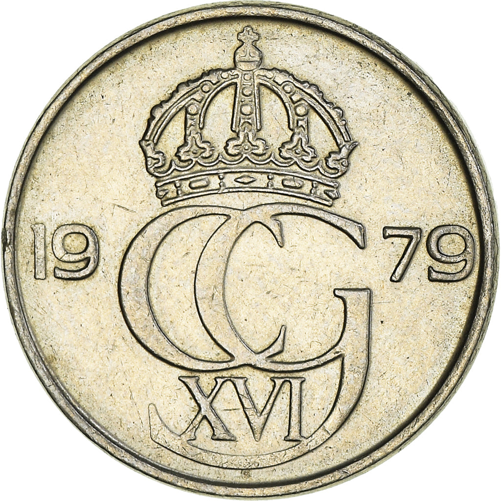 Coin, Sweden, Carl XVI Gustaf, 25 Öre, 1979, AU(55-58), Copper-nickel, KM:851