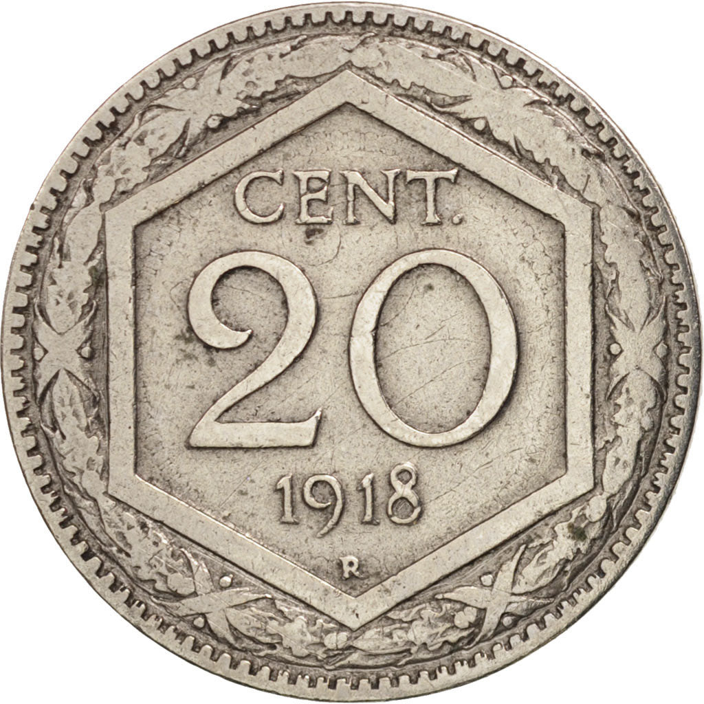 Italia, Vittorio Emanuele III, 20 Centesimi, 1918, Rome, BB, Rame-nichel, KM:58