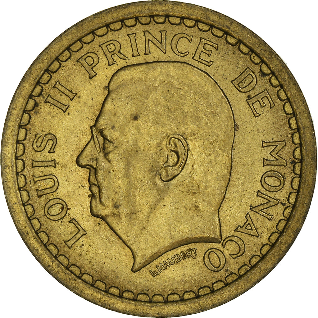 Moeda, Mónaco, 2 Francs, 1943, Paris, AU(50-53), Cobre-Alumínio, Gadoury:MC134