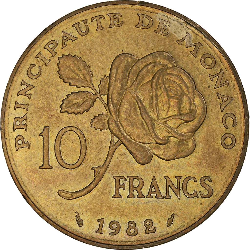 Coin, Monaco, Rainier III, 10 Francs, 1982, EF(40-45), Copper-Nickel-Aluminum