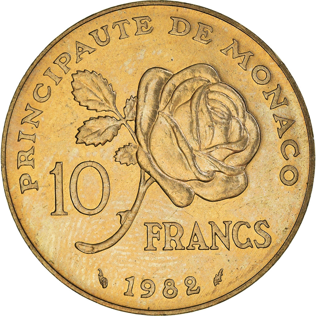 Monnaie, Monaco, Rainier III, 10 Francs, 1982, TTB, Copper-Nickel-Aluminum