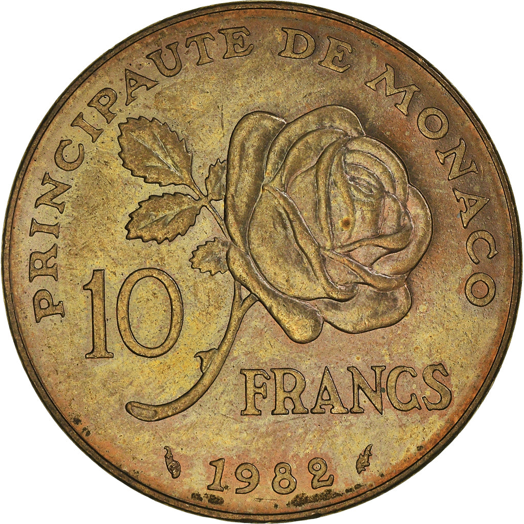 Monnaie, Monaco, Rainier III, 10 Francs, 1982, TTB, Copper-Nickel-Aluminum