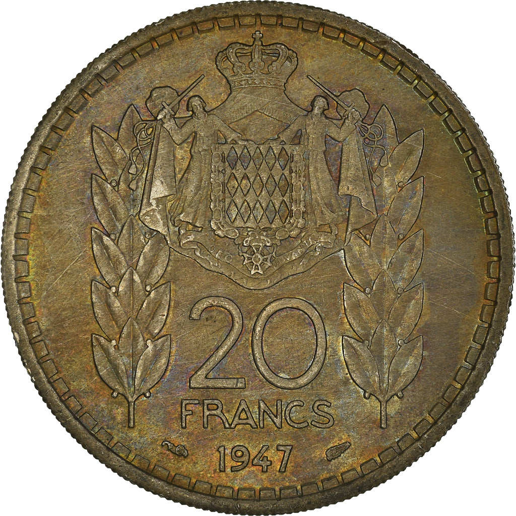 Münze, Monaco, Louis II, 20 Francs, Vingt, 1947, S+, Kupfer-Nickel, KM:124