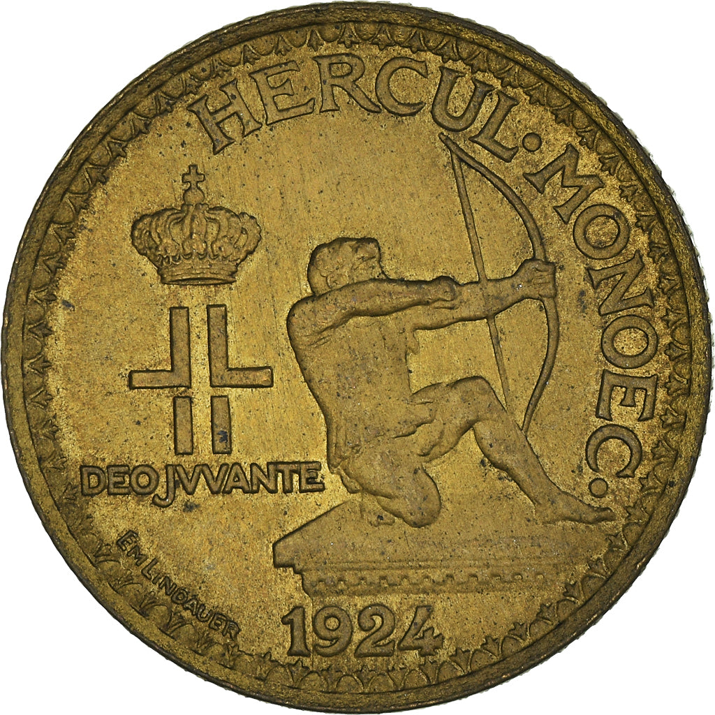 Coin, Monaco, Louis II, Franc, 1924, Poissy, AU(55-58), Aluminum-Bronze, KM:111