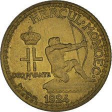 Coin, Monaco, Louis II, Franc, 1924, Poissy, AU(55-58), Aluminum-Bronze, KM:111