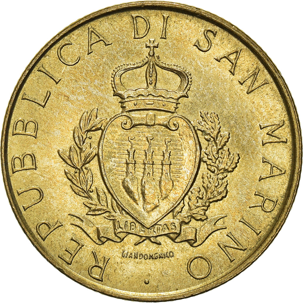 Coin, San Marino, 200 Lire, 1987, EF(40-45), Aluminum-Bronze, KM:208
