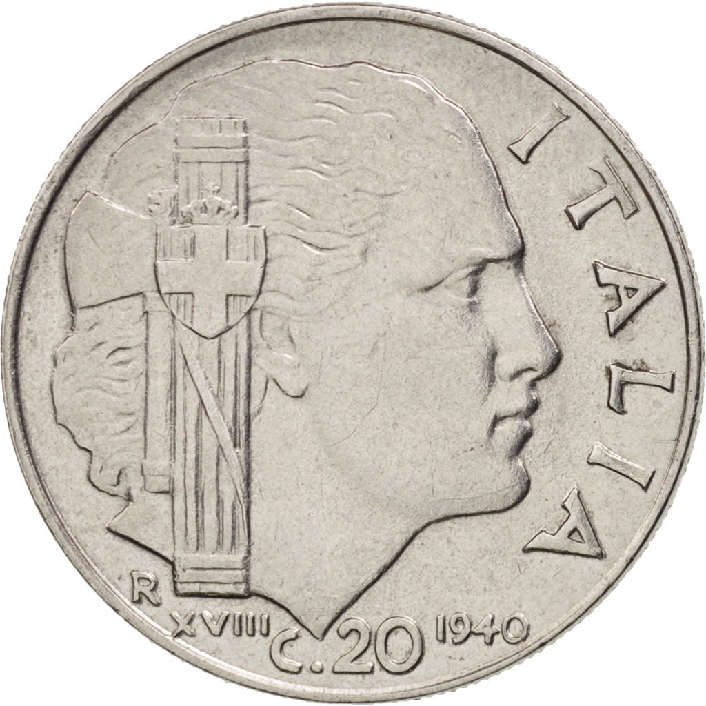 Italia, Vittorio Emanuele III, 20 Centesimi, 1940, Rome, BB, Acciaio inossida...