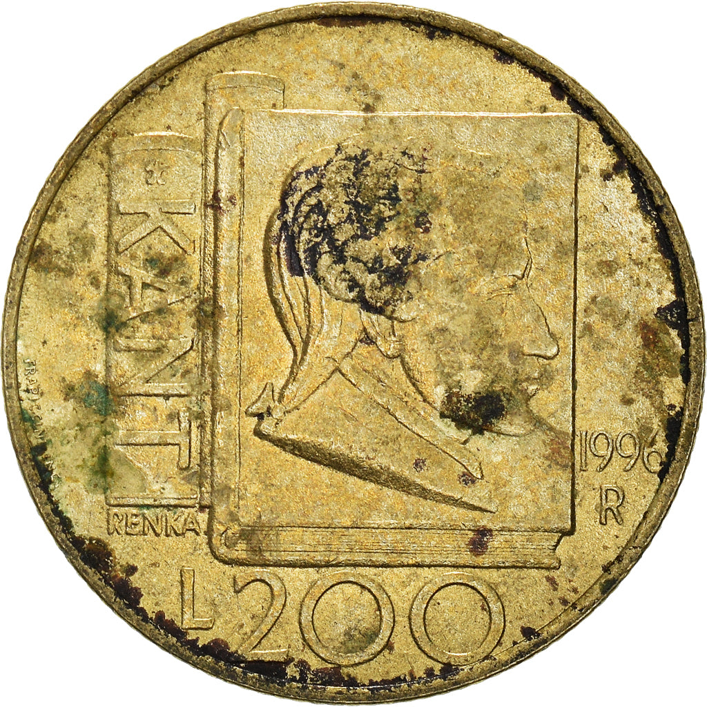 Moneda, San Marino, 200 Lire, 1996, BC+, Aluminio - bronce, KM:356