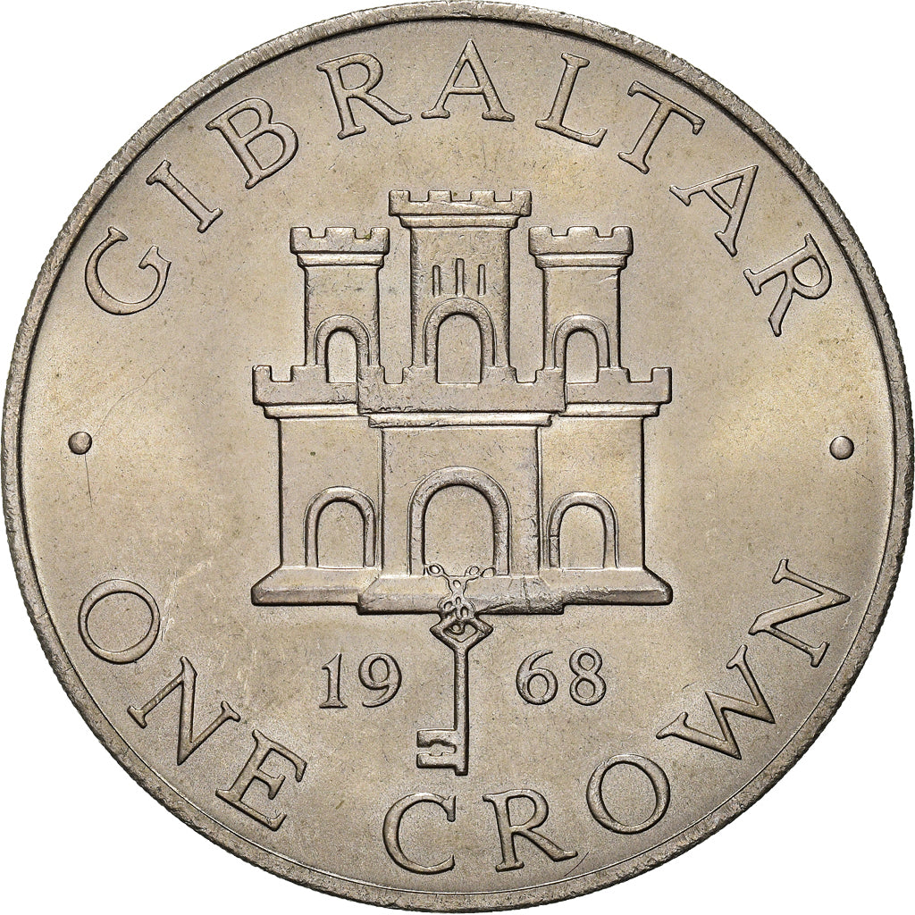 Münze, Gibraltar, Elizabeth II, Crown, 1968, VZ, Kupfer-Nickel, KM:4