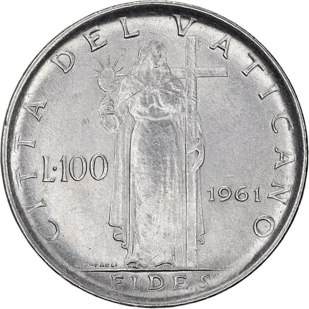 Moneda, CIUDAD DEL VATICANO, John XXIII, 100 Lire, 1961, EBC, Acero inoxidable