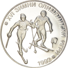 Coin, Bulgaria, 16th Winter Olympics, 25 Leva, 1990, BE, MS(63), Silver, KM:195