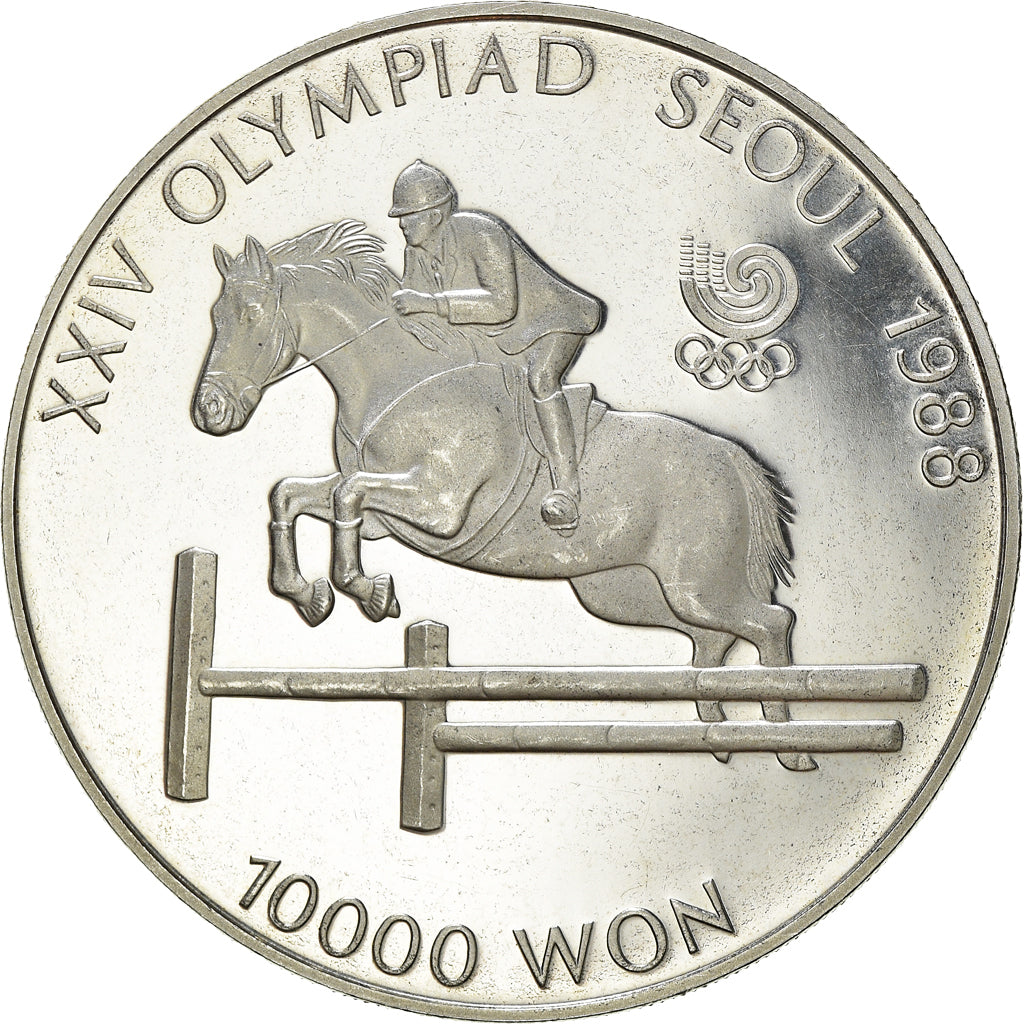 Moeda, COREIA - SUL, 1988 Olympics, 10000 Won, 1988, BE, MS(65-70), Prata, KM:75