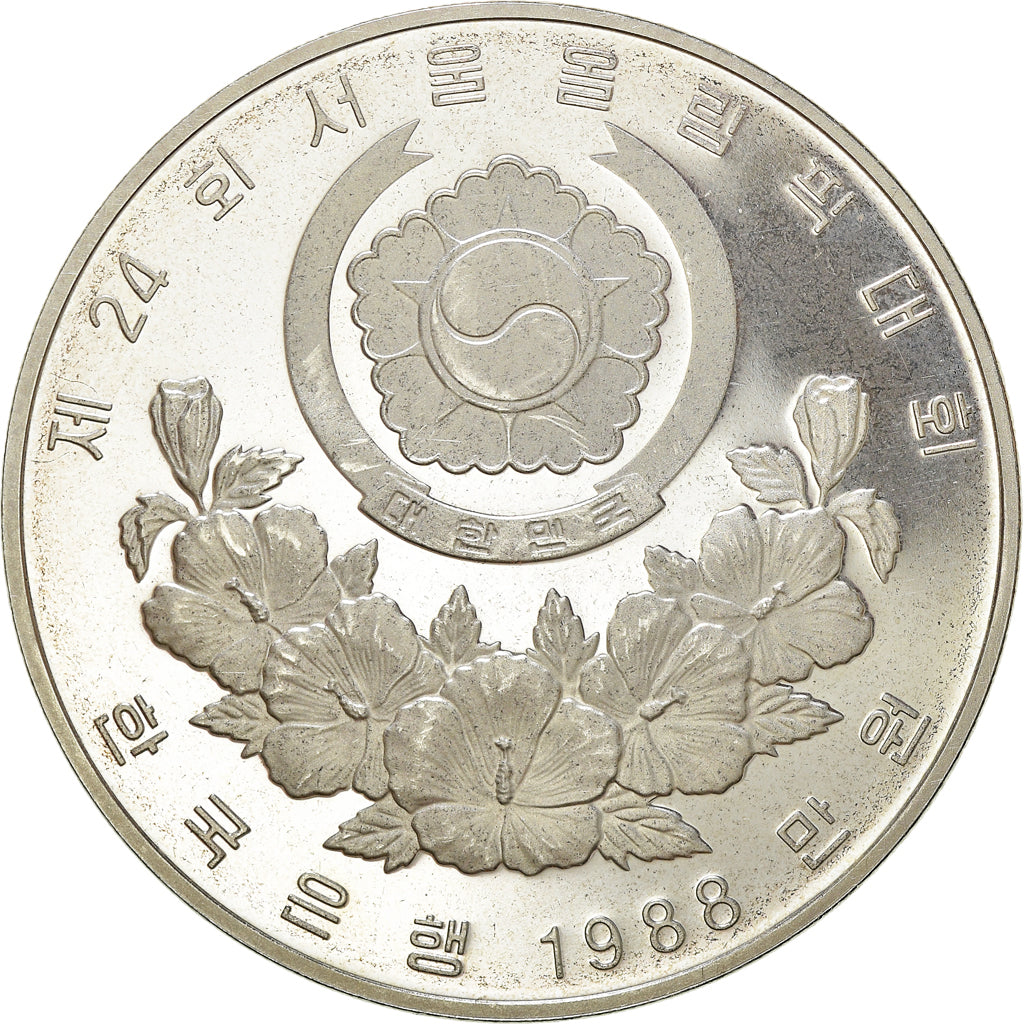 Moeda, COREIA - SUL, 1988 Olympics, 10000 Won, 1988, BE, MS(65-70), Prata, KM:75
