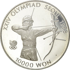 Moneda, COREA DEL SUR, JO SÉOUL - TIR À L'ARC, 10000 Won, 1987, BE, FDC