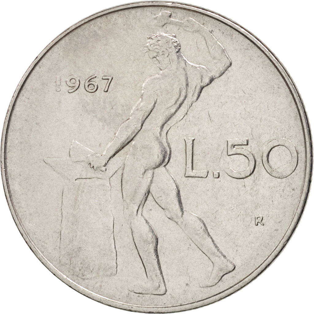 Moneta, Italia, 50 Lire, 1967, Rome, BB, Acciaio inossidabile, KM:95.1