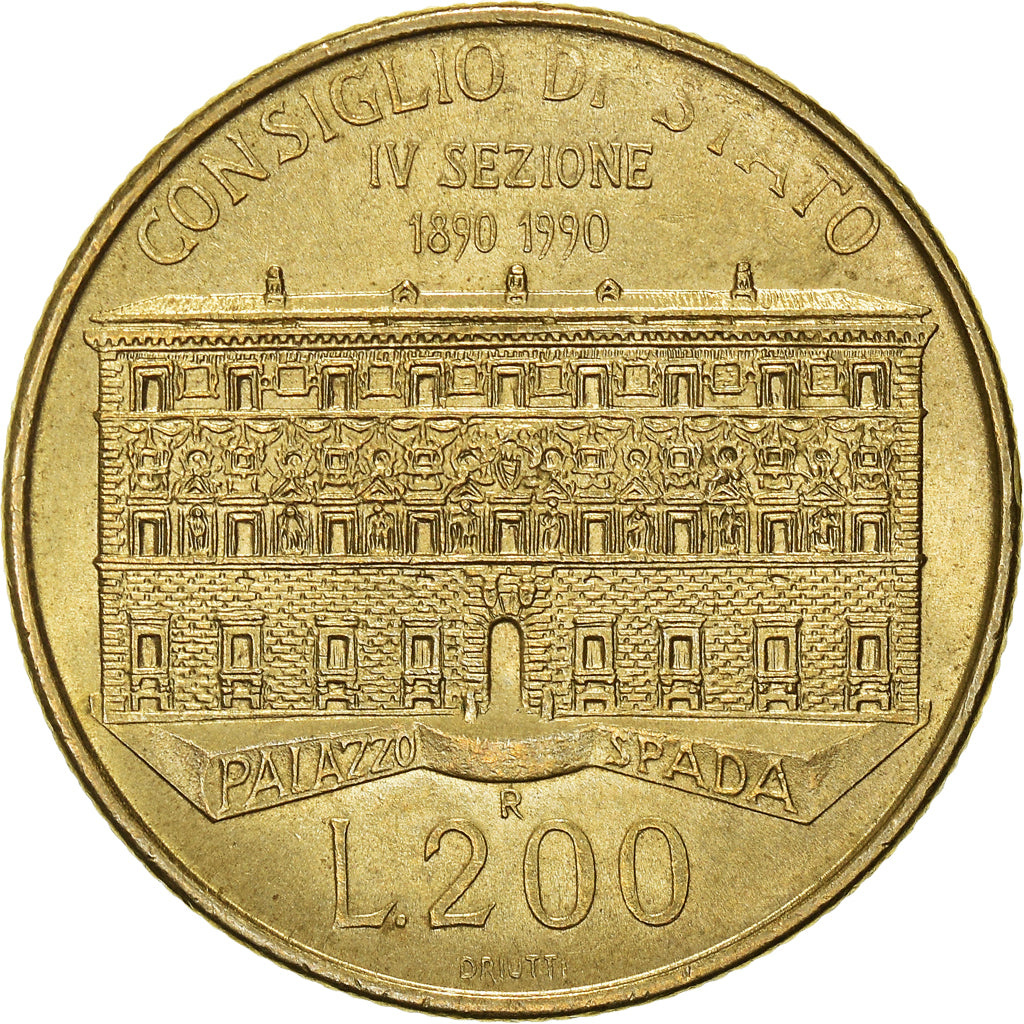 Coin, Italy, 200 Lire, 1990, Rome, AU(50-53), Aluminum-Bronze, KM:135