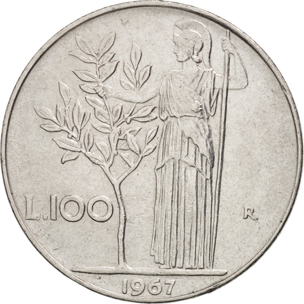 Italien, 100 Lire, 1967, Rome, EF(40-45), Stainless Steel, KM:96.1